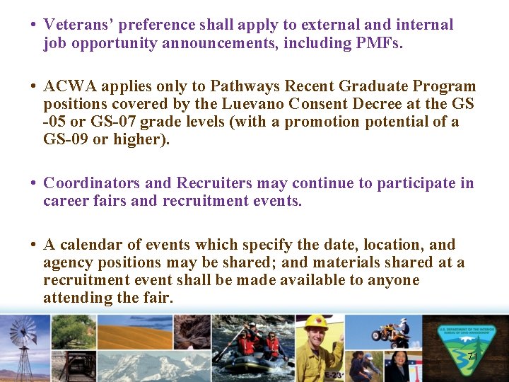  • Veterans’ preference shall apply to external and internal job opportunity announcements, including