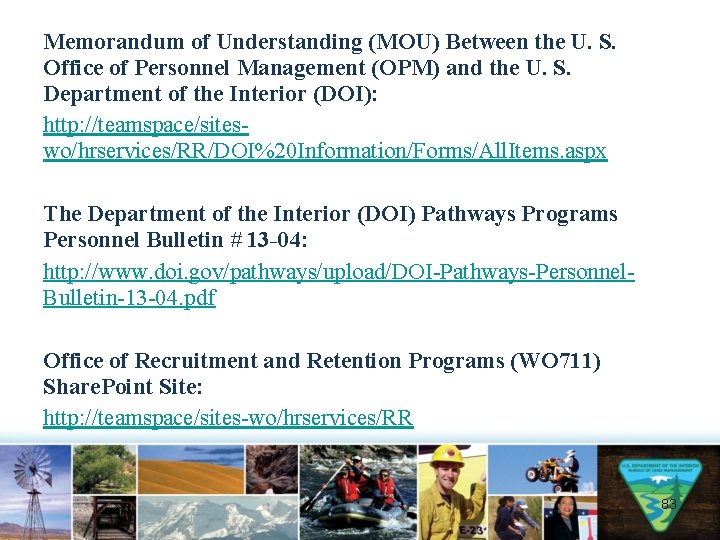 Memorandum of Understanding (MOU) Between the U. S. Office of Personnel Management (OPM) and