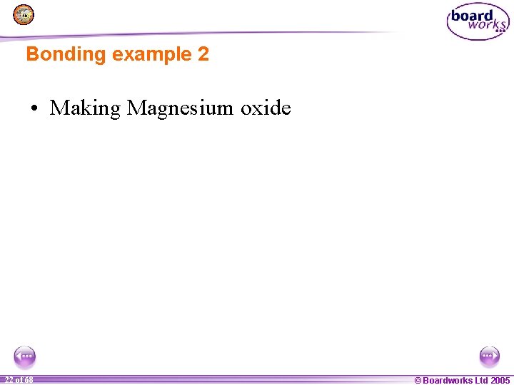 Bonding example 2 • Making Magnesium oxide 1 22 of of 20 68 ©