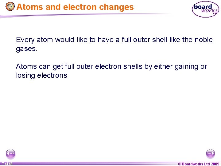 Atoms and electron changes Every atom would like to have a full outer shell