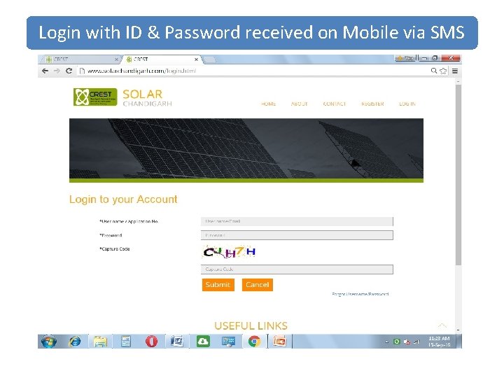 Login with ID & Password received on Mobile via SMS 