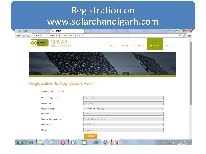 Registration on www. solarchandigarh. com 