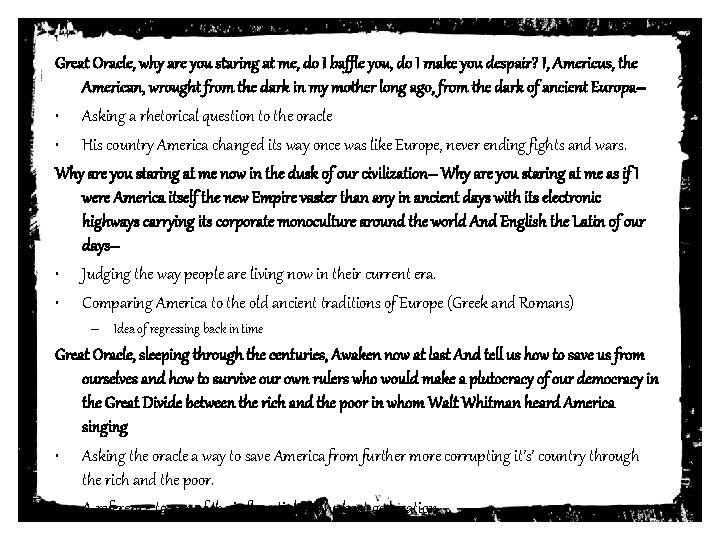 Great Oracle, why are you staring at me, do I baffle you, do I