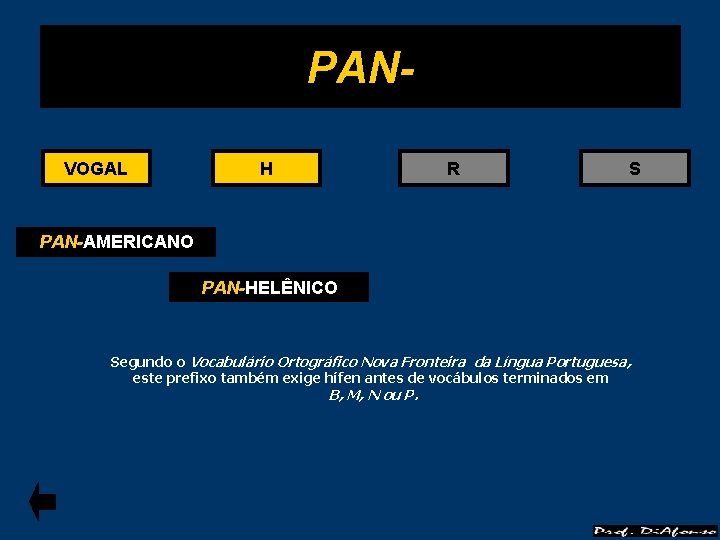 PANVOGAL H R S PAN-AMERICANO PAN-HELÊNICO Segundo o Vocabulário Ortográfico Nova Fronteira da Língua