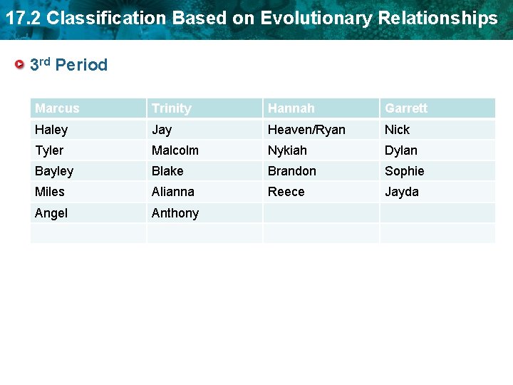17. 2 Classification Based on Evolutionary Relationships 3 rd Period Marcus Trinity Hannah Garrett 17. 2 Classification Based on Evolutionary Relationships 3 rd Period Marcus Trinity Hannah Garrett
