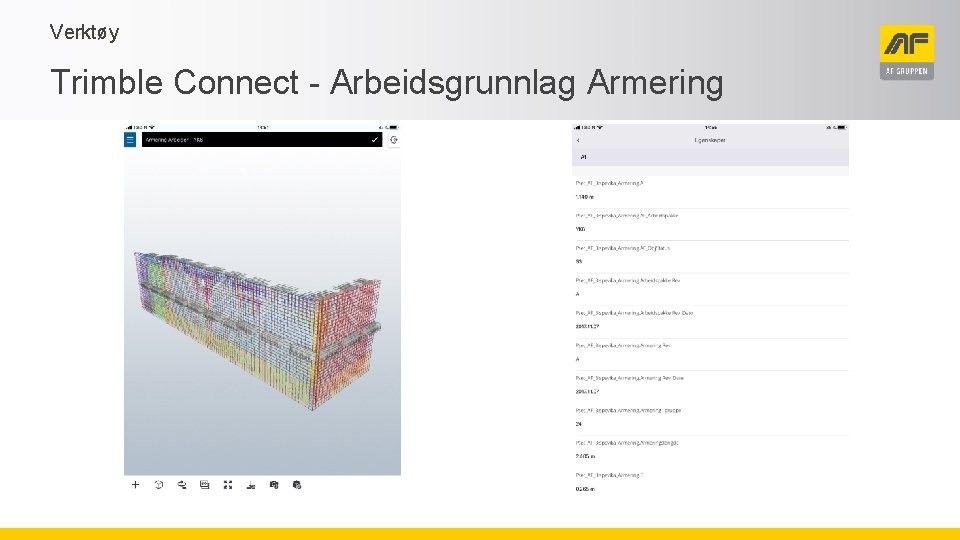 Verktøy Trimble Connect - Arbeidsgrunnlag Armering 