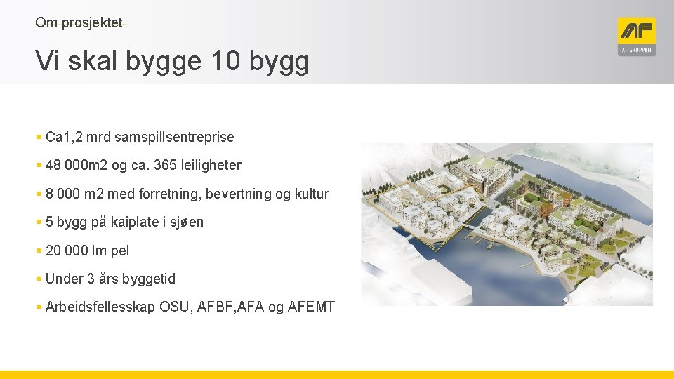 Om prosjektet Vi skal bygge 10 bygg § Ca 1, 2 mrd samspillsentreprise §