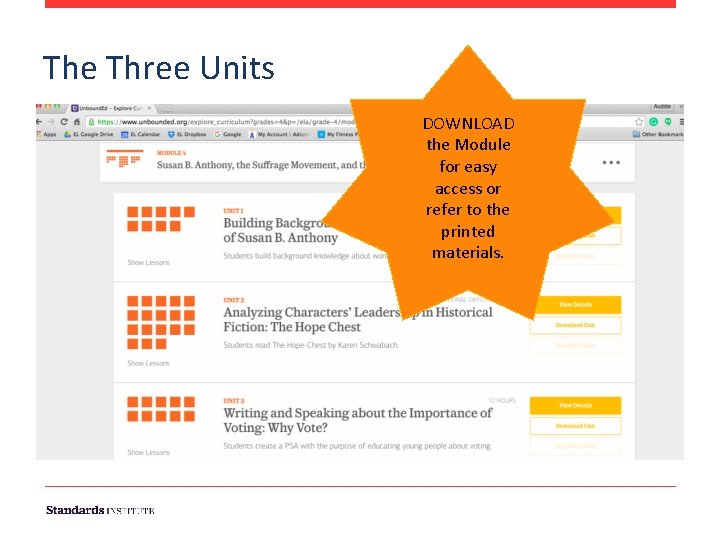 The Three Units DOWNLOAD the Module for easy access or refer to the printed