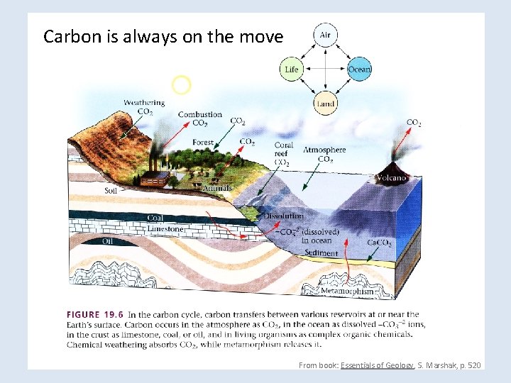 Carbon is always on the move From book: Essentials of Geology, S. Marshak, p.