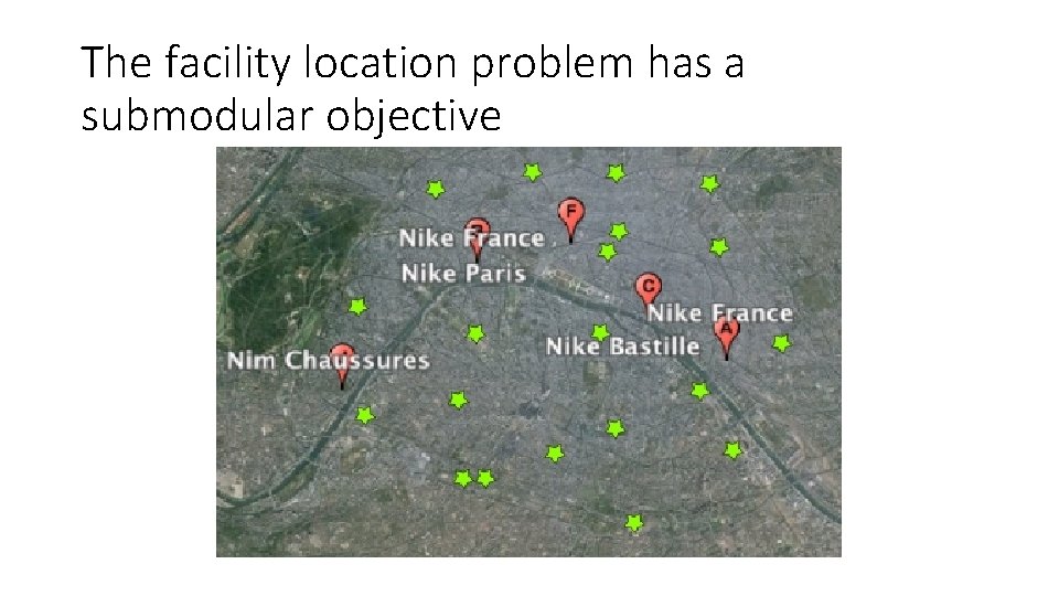 The facility location problem has a submodular objective 