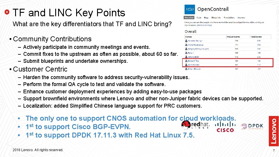 TF and LINC Key Points What are the key differentiators that TF and LINC