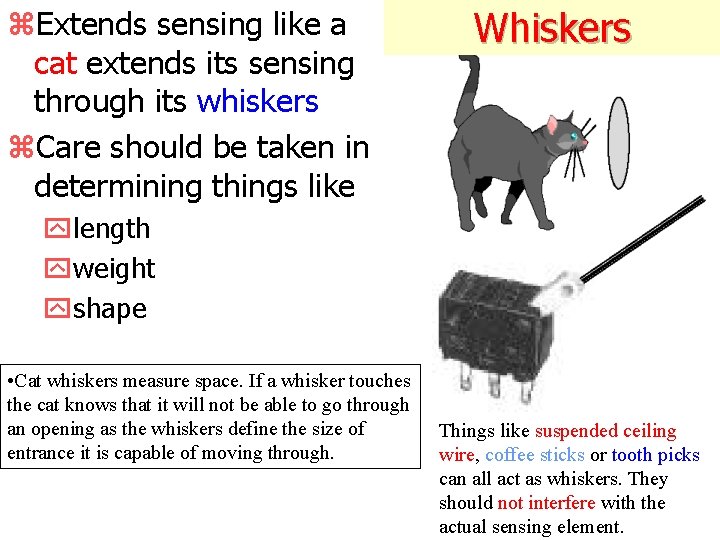 z. Extends sensing like a cat extends its sensing through its whiskers z. Care