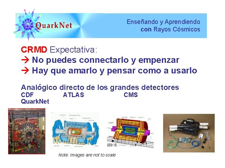 Enseñando y Aprendiendo con Rayos Cósmicos CRMD Expectativa: No puedes connectarlo y empenzar Hay