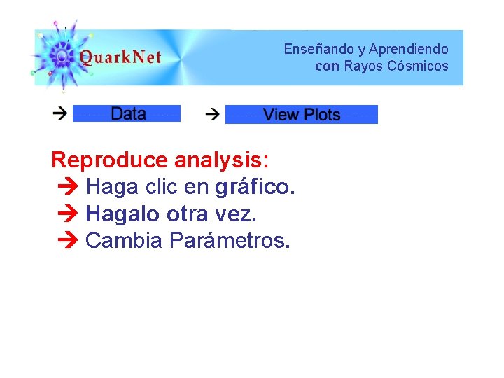 Enseñando y Aprendiendo con Rayos Cósmicos Reproduce analysis: Haga clic en gráfico. Hagalo otra