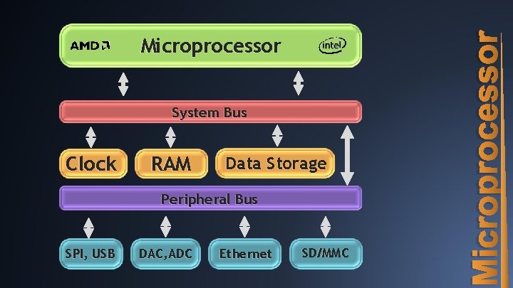 System Bus Clock RAM Data Storage Peripheral Bus SPI, USB DAC, ADC Ethernet SD/MMC