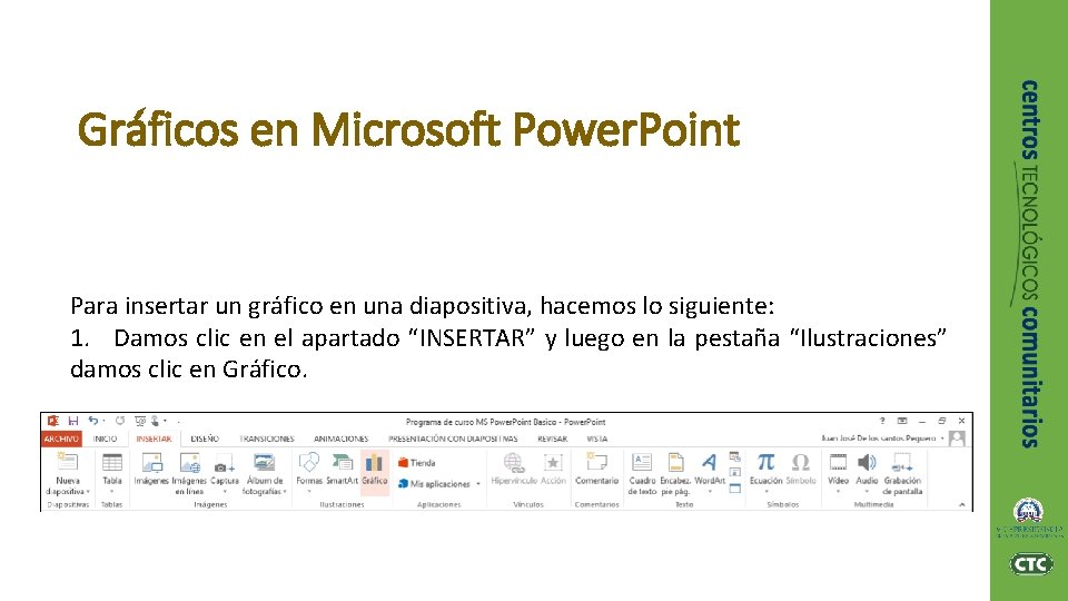 Gráficos en Microsoft Power. Point Para insertar un gráfico en una diapositiva, hacemos lo