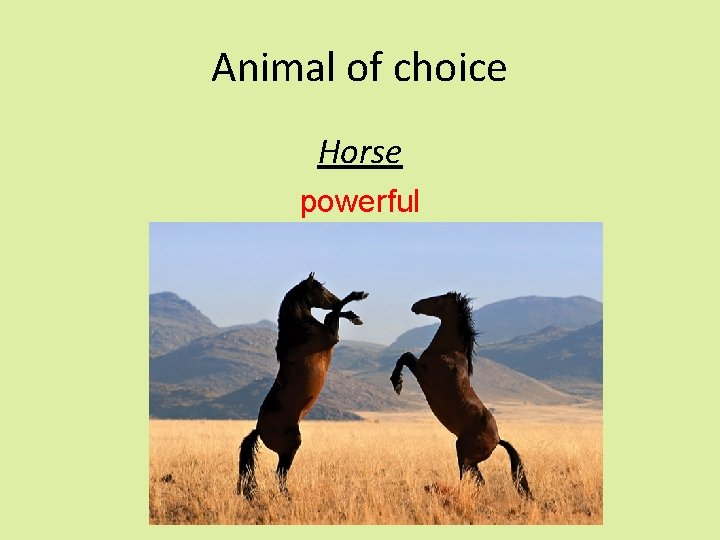 Animal of choice Horse powerful 