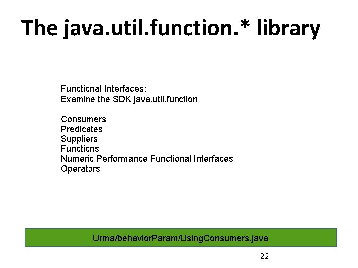 The java. util. function. * library Functional Interfaces: Examine the SDK java. util. function