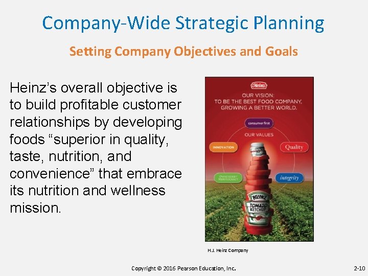 Company-Wide Strategic Planning Setting Company Objectives and Goals Heinz’s overall objective is to build