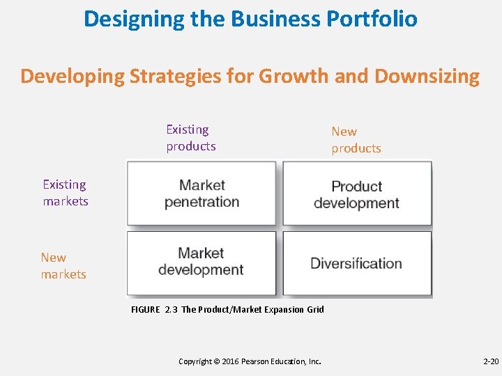 Designing the Business Portfolio Developing Strategies for Growth and Downsizing Existing products New products