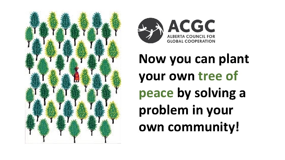 Now you can plant your own tree of peace by solving a problem in