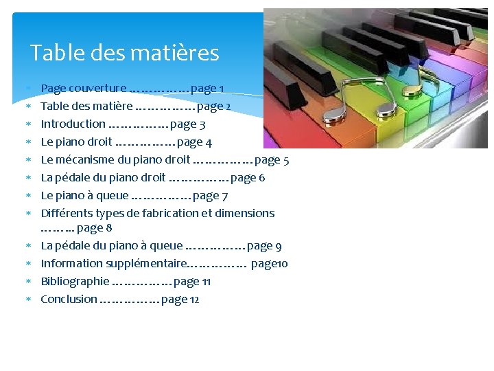 Table des matières Page couverture ……………page 1 Table des matière ……………page 2 Introduction ……………page