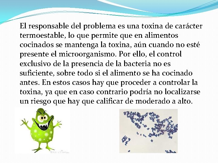 El responsable del problema es una toxina de carácter termoestable, lo que permite que