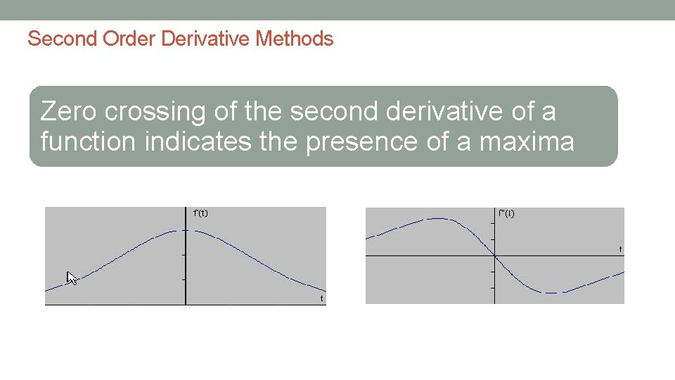 Second Order Derivative Methods Zero crossing of the second derivative of a function indicates