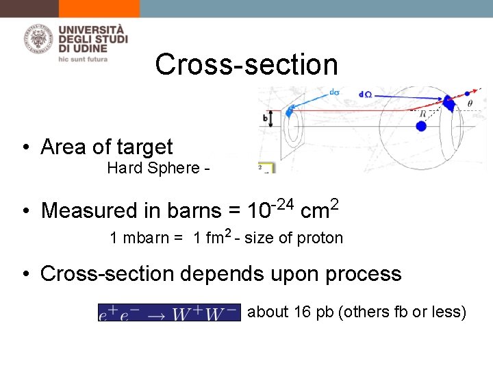 Cross-section • Area of target Hard Sphere - • Measured in barns = 10