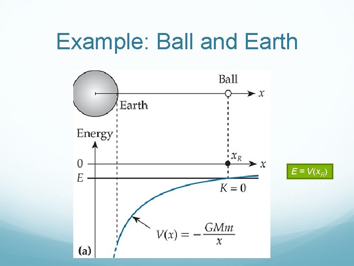 Example: Ball and Earth E = V(x. R) 