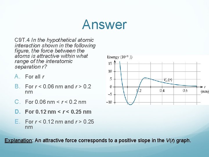 Answer C 9 T. 4 In the hypothetical atomic interaction shown in the following