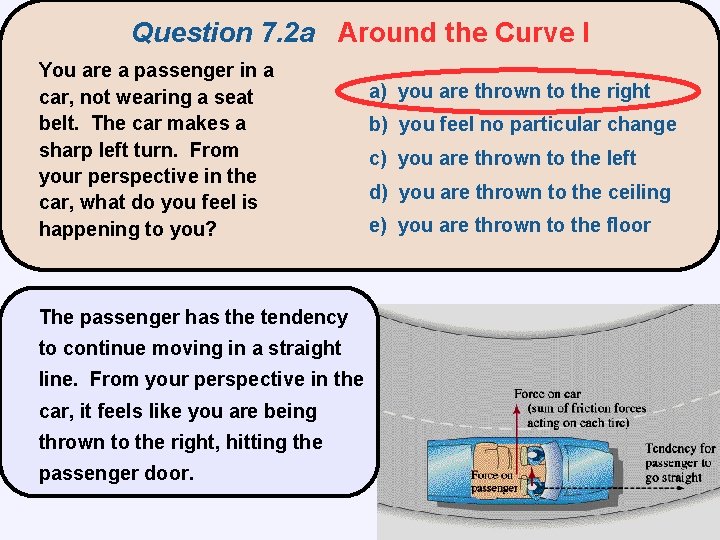 Question 7. 2 a Around the Curve I You are a passenger in a