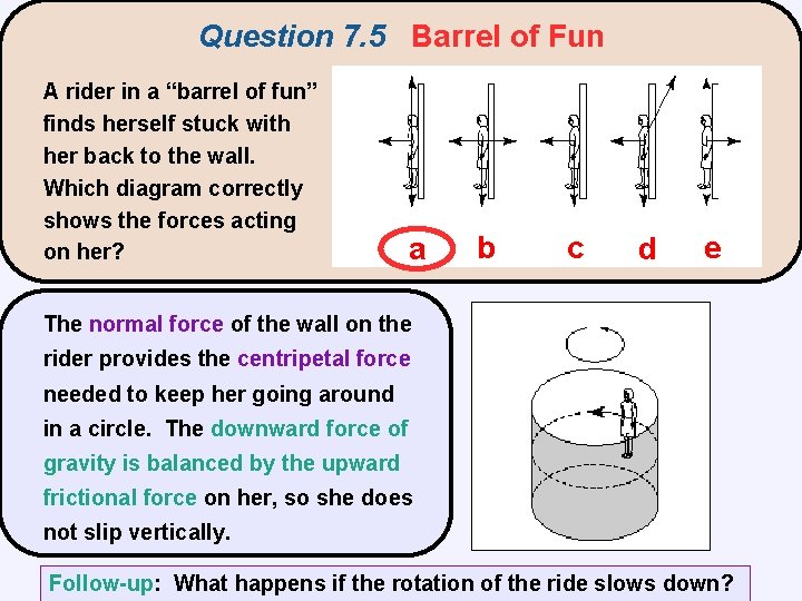 Question 7. 5 Barrel of Fun A rider in a “barrel of fun” finds