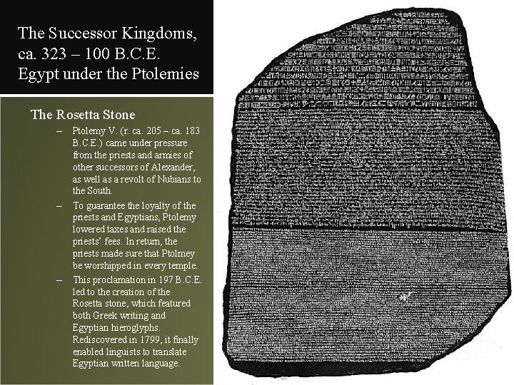 The Successor Kingdoms, ca. 323 – 100 B. C. E. Egypt under the Ptolemies