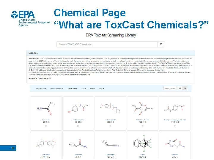 Chemical Page “What are Tox. Cast Chemicals? ” 16 