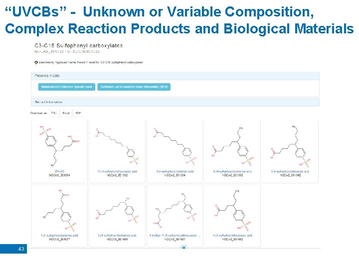 “UVCBs” - Unknown or Variable Composition, Complex Reaction Products and Biological Materials 43 
