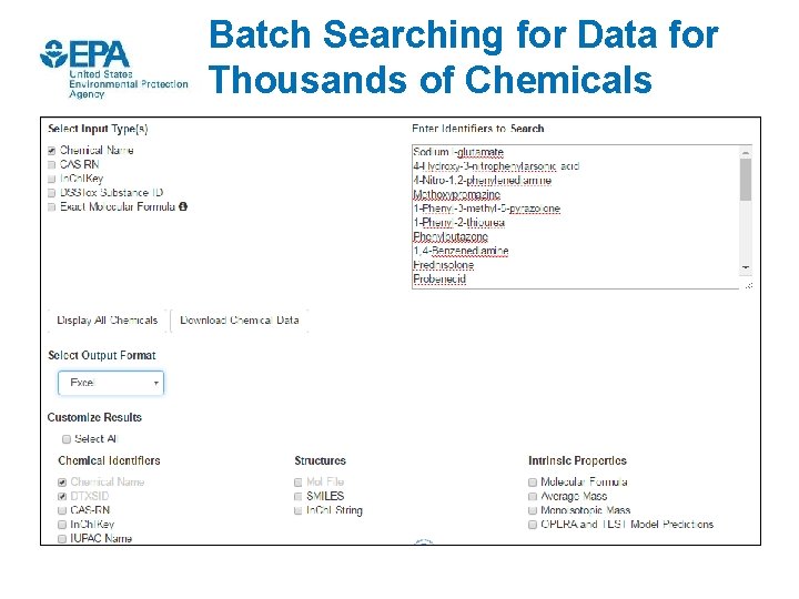 Batch Searching for Data for Thousands of Chemicals 46 