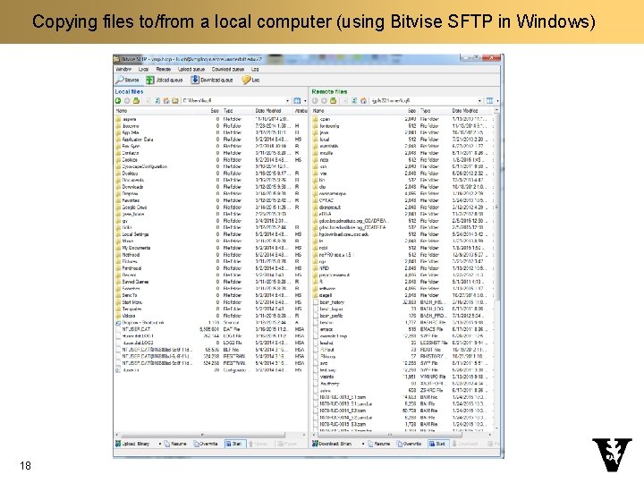 Copying files to/from a local computer (using Bitvise SFTP in Windows) 18 