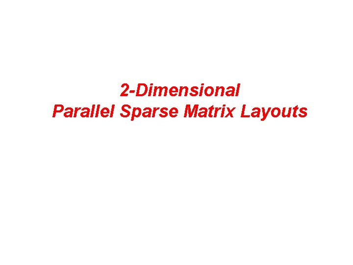 2 -Dimensional Parallel Sparse Matrix Layouts 