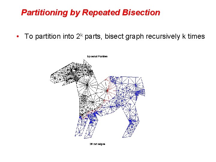 Partitioning by Repeated Bisection • To partition into 2 k parts, bisect graph recursively