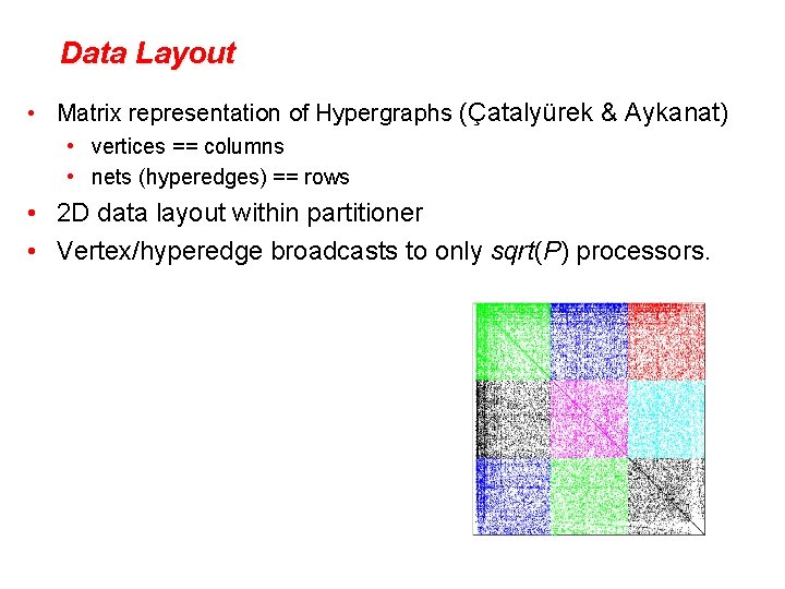 Data Layout • Matrix representation of Hypergraphs (Çatalyürek & Aykanat) • vertices == columns