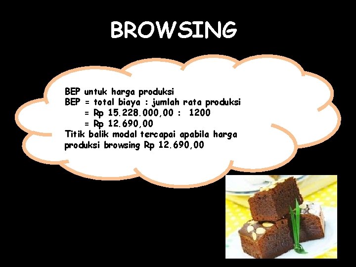 BROWSING BEP untuk harga produksi BEP = total biaya : jumlah rata produksi =