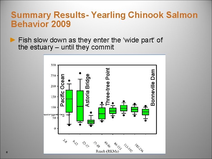 Summary Results- Yearling Chinook Salmon Behavior 2009 6 Bonneville Dam Three-tree Point Astoria Bridge