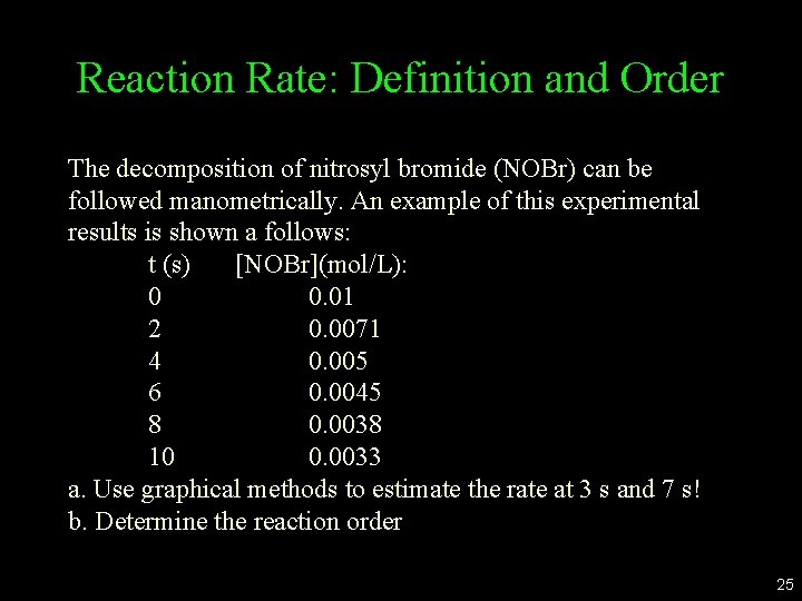 Reaction Rate: Definition and Order The decomposition of nitrosyl bromide (NOBr) can be followed