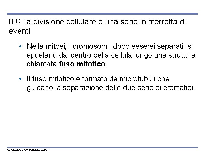 8. 6 La divisione cellulare è una serie ininterrotta di eventi • Nella mitosi,