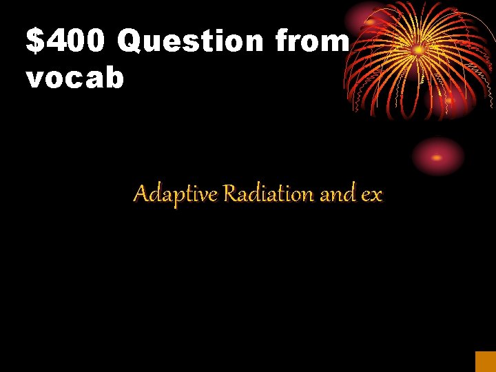 $400 Question from vocab Adaptive Radiation and ex 