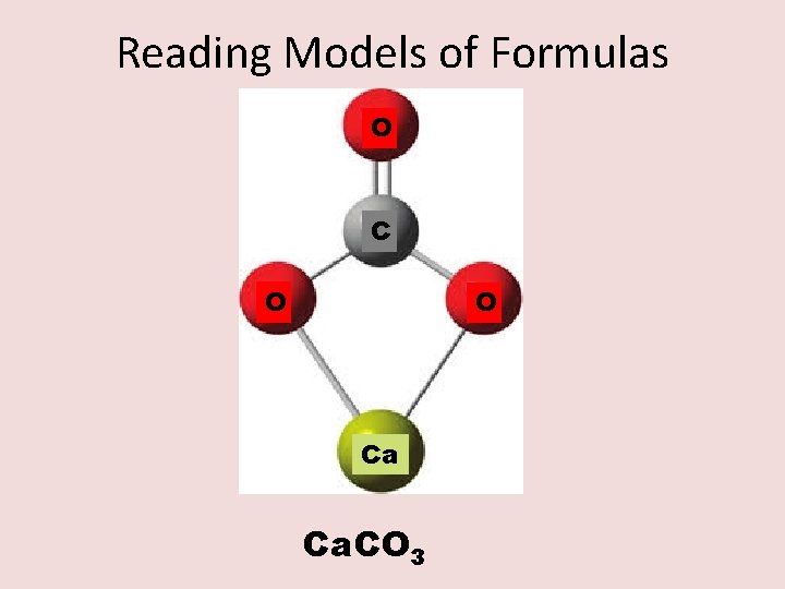 Reading Models of Formulas O C O O Ca Ca. CO 3 