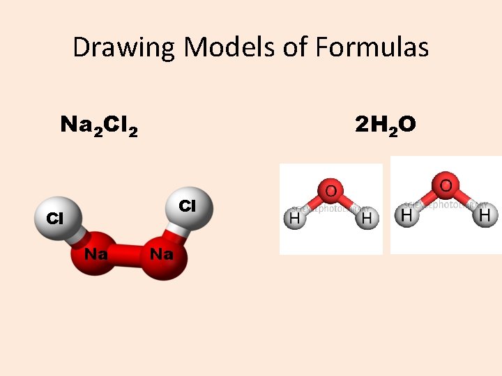 Drawing Models of Formulas Na 2 Cl 2 2 H 2 O Cl Cl