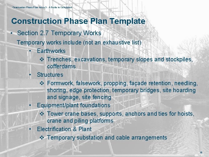 Construction Phase Plan: Issue 3 - A Guide to Completion Construction Phase Plan Template