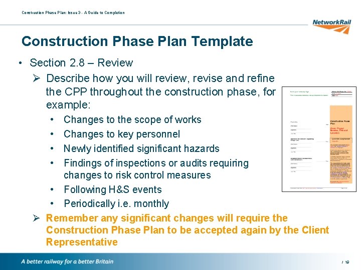 Construction Phase Plan: Issue 3 - A Guide to Completion Construction Phase Plan Template